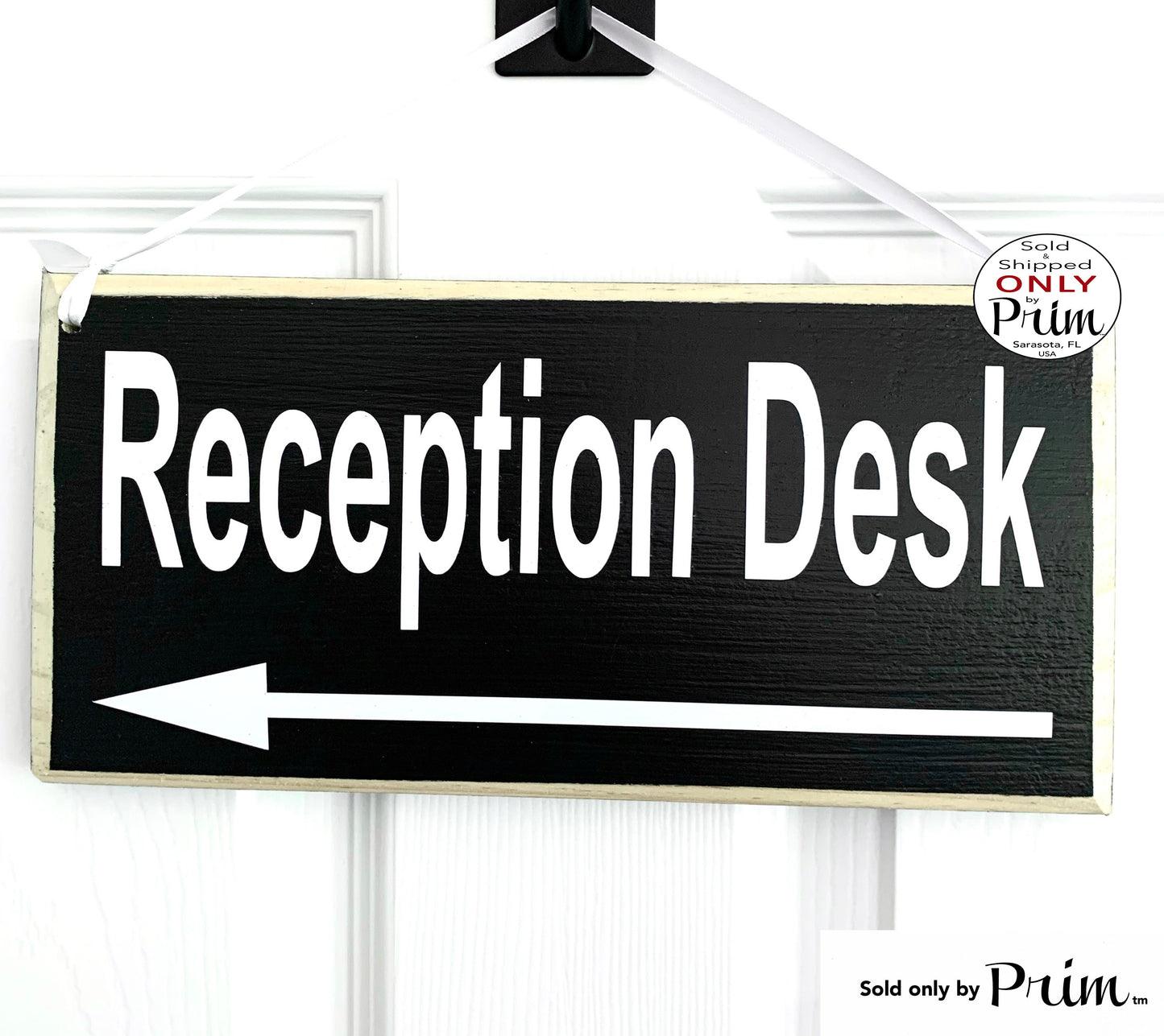 Designs by Prim 12x6 Reception Desk Custom Entrance Arrow Door Wood Sign Administrative Assistant Business Corporate Deliveries Leave Packages Plaque