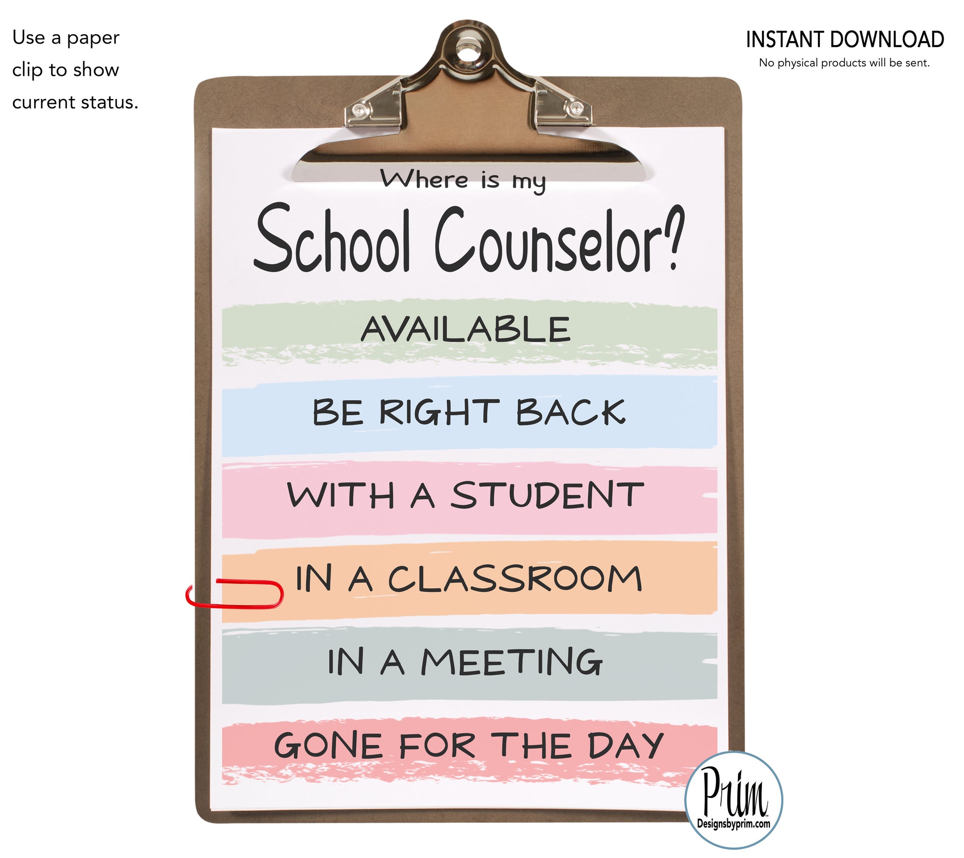 School Counselor Printable Door Sign Therapist Psychologist Classroom Teacher Available Unavailable Welcome Do Not Disturb Out of Office
