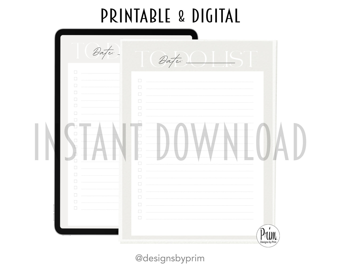 Designs by Prim To-Do List Digital Printable Planner Beige | Daily Planner Productivity Tool Task Management Time Manager Checklist Organizer Personal Task