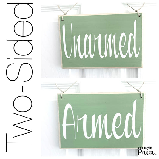 Designs by Prim 8x6 Armed Unarmed Custom Wood Sign | The Alarm is On Off Business Office Spa Salon Medical Home Security System Lock Unlock Door Wall Plaque