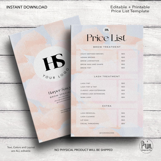 Business Price List Card | Editable Pricelist Template| Business Card Template | Services Offered Card | Products and Services Template