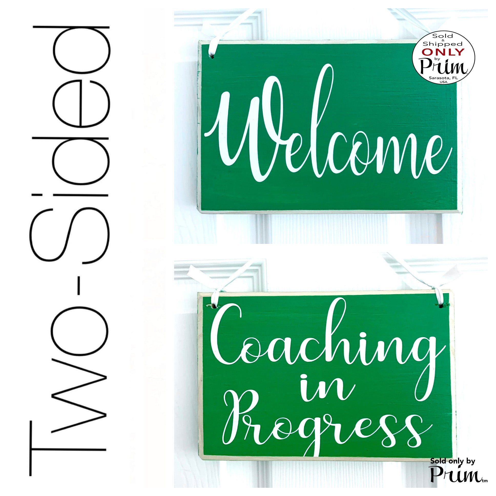 Designs by Prim 8x6 Welcome Coaching in Progress Wood Sign | Patient Counseling Client Doctor Nurse Therapy Office in Progress Session Door Plaque