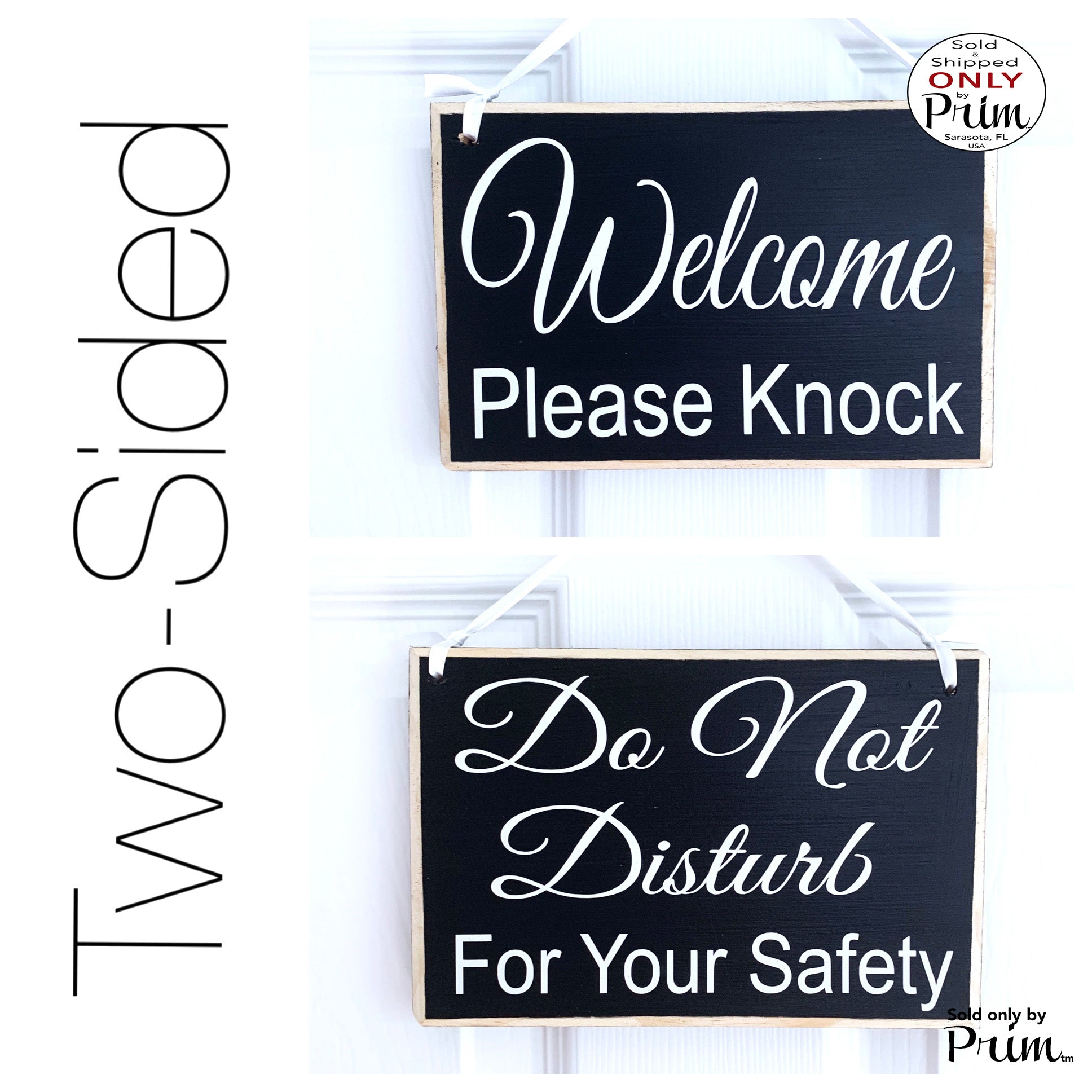 Designs by Prim 8x6 Welcome Please Knock Do Not Disturb For Your Safety Custom Wood Sign | Shhh Working Office Busy Meeting Session Progress Door Plaque