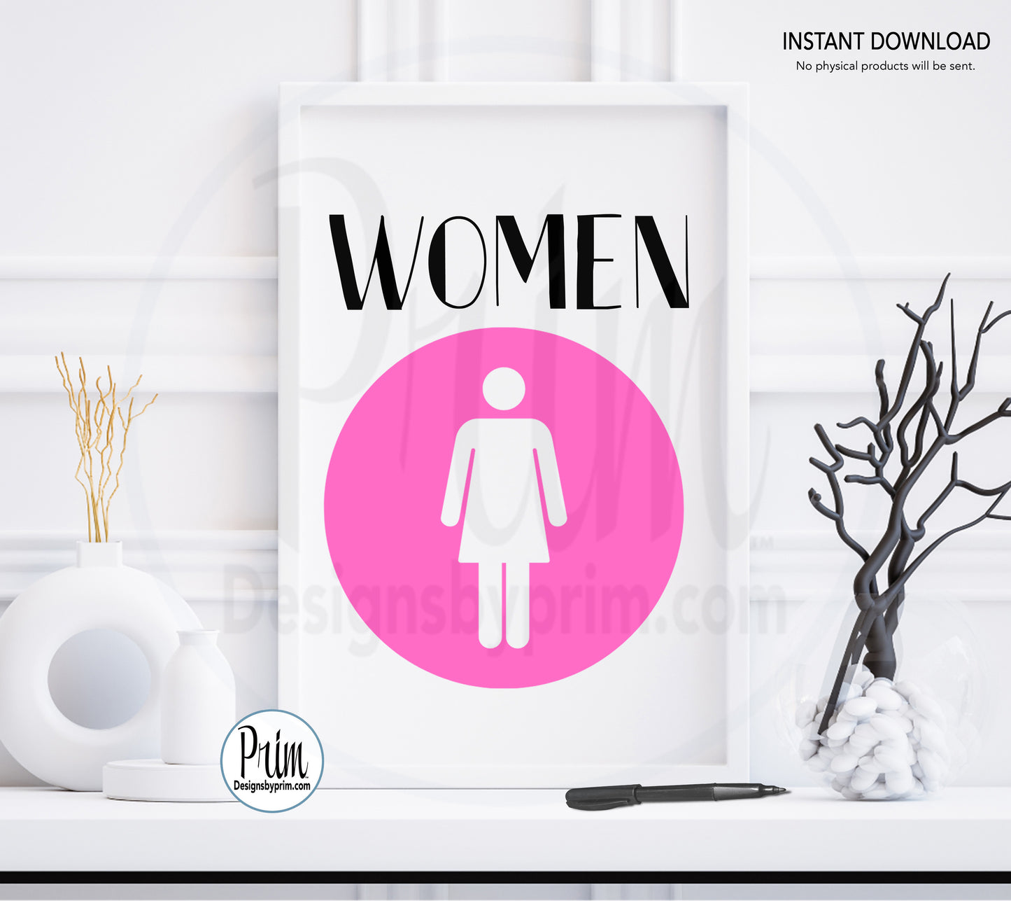 Designs by Prim Men Women Restroom Door Printable Door Sign Ladies Gentlemen Bathroom Unisex All Genders Welcome Outhouse Washroom Office Hotel Download