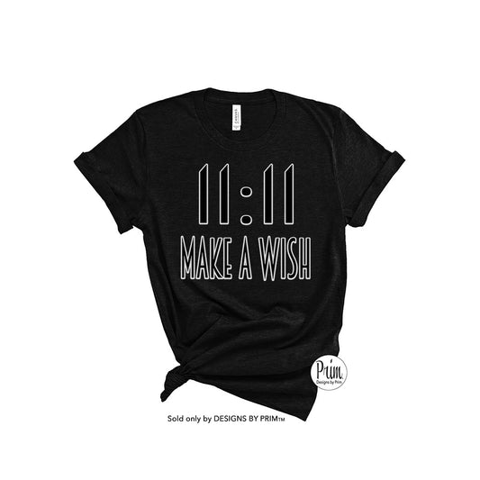 Designs by Prim 11:11 Make a Wish Soft Unisex T-Shirt | Spiritual New Age Chance Coincidence Numerology Angel Synchronicity Graphic Tee Top
