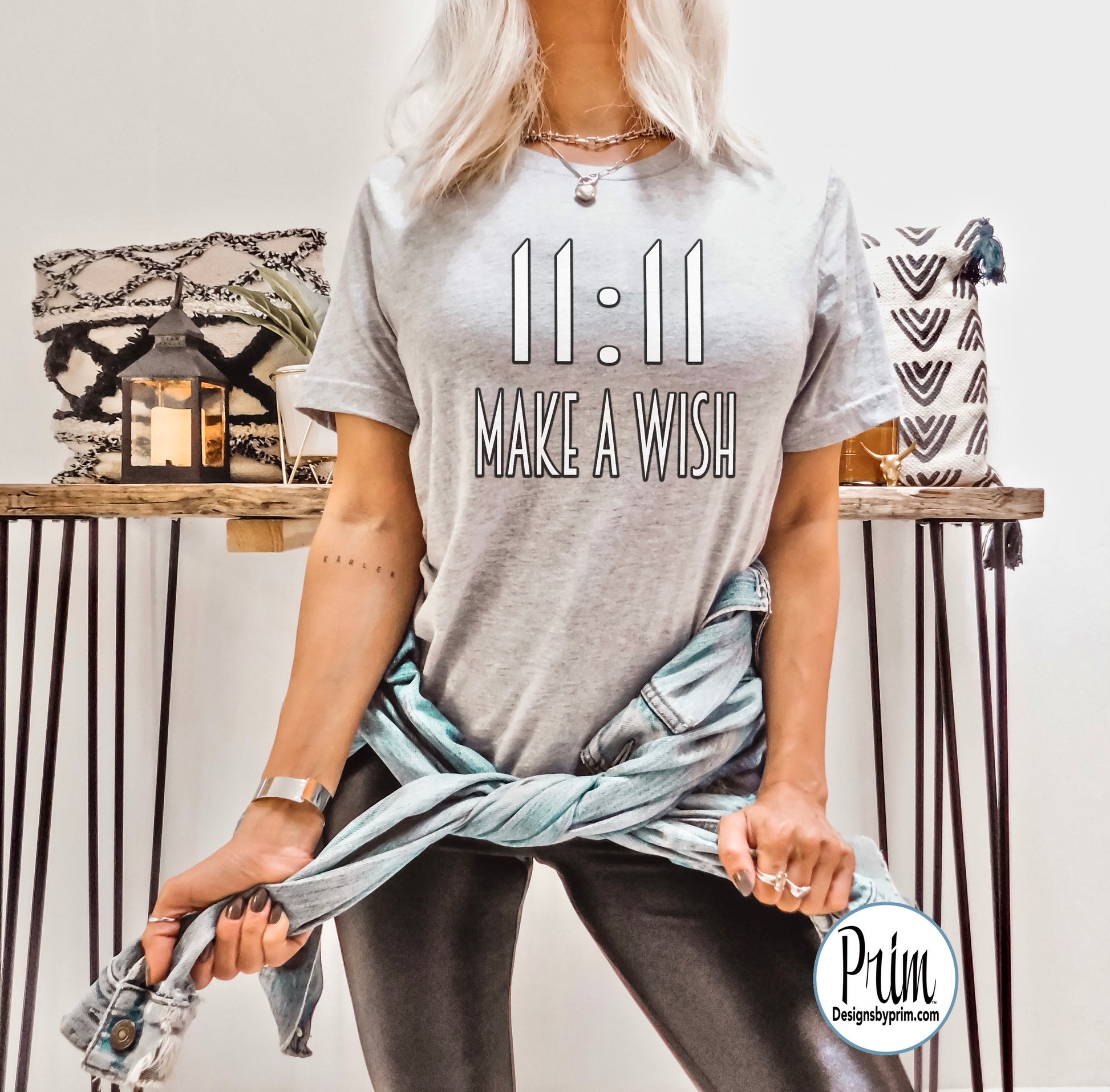 Designs by Prim 11:11 Make a Wish Soft Unisex T-Shirt | Spiritual New Age Chance Coincidence Numerology Angel Synchronicity Graphic Tee Top
