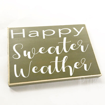 Happy Sweater Weather Custom Wood Fall Autumn Sign