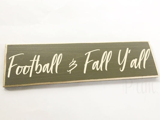 Football and Fall Y'al' Custom Wood Autumn Harvest Family Sign
