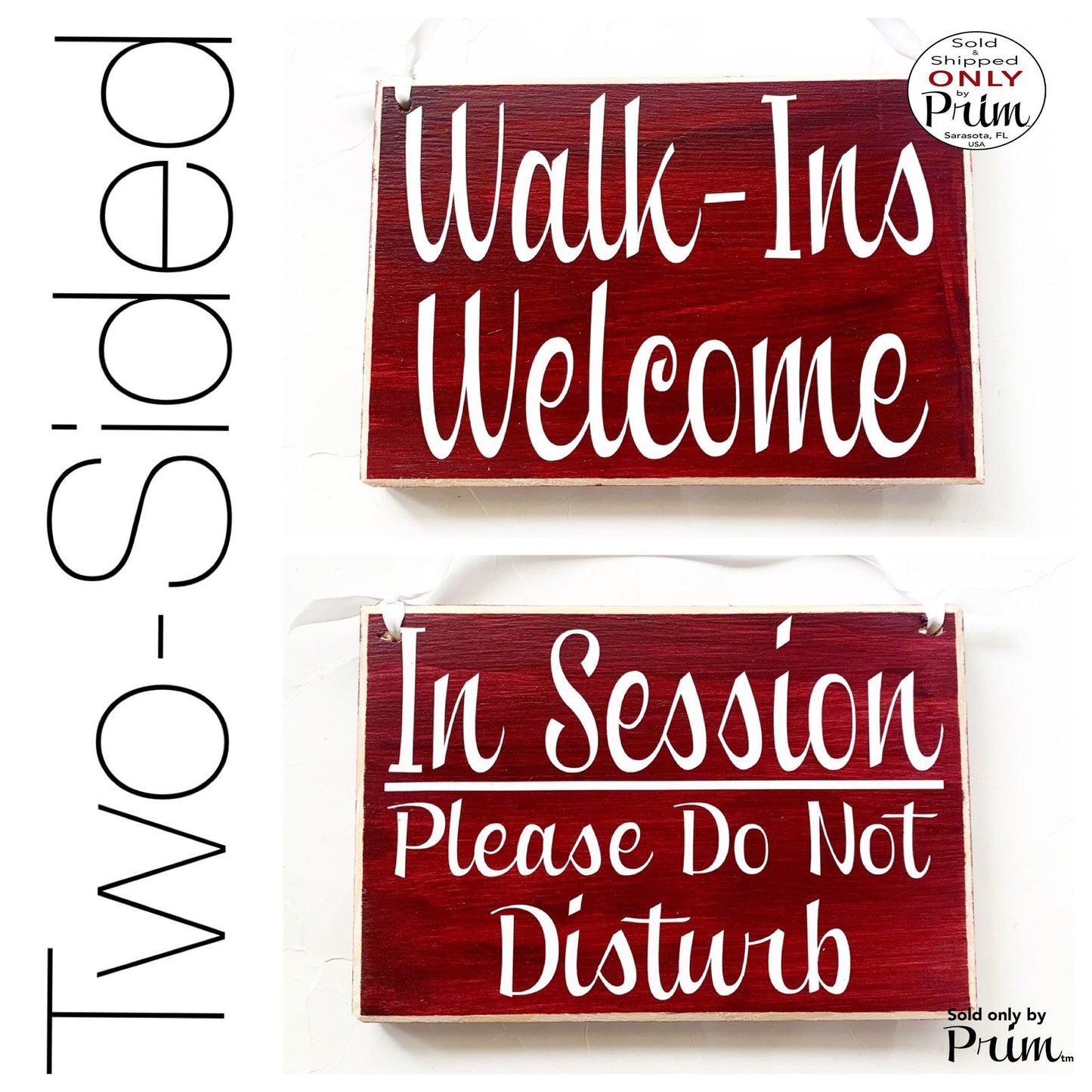 8x6 Two Sided Walk Ins Welcome In Session Please Do Not Disturb Custom Wood Sign Office Business Meeting Salon Spa Store Door Plaque