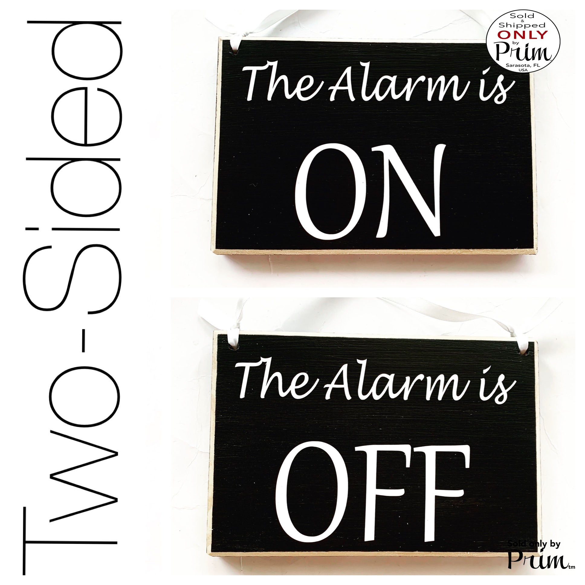 8x6 The Alarm is On Off Custom Wood Sign | Business Office Spa Salon Medical Home Security System Lock Unlock Door Wall Hanger Plaque