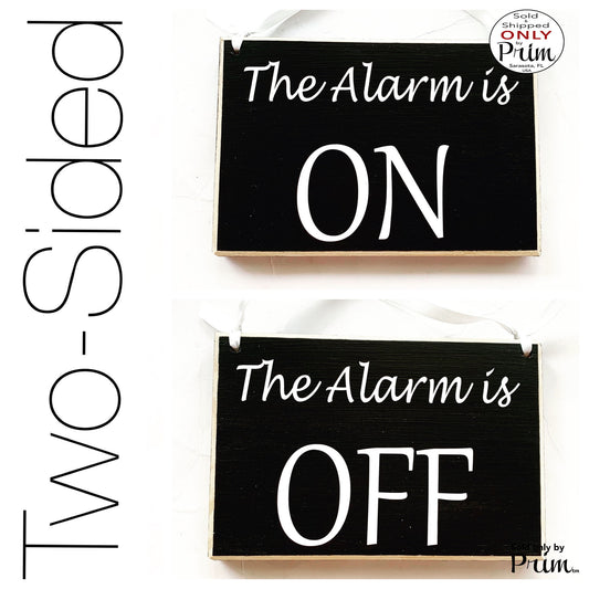 8x6 The Alarm is On Off Custom Wood Sign | Business Office Spa Salon Medical Home Security System Lock Unlock Door Wall Hanger Plaque