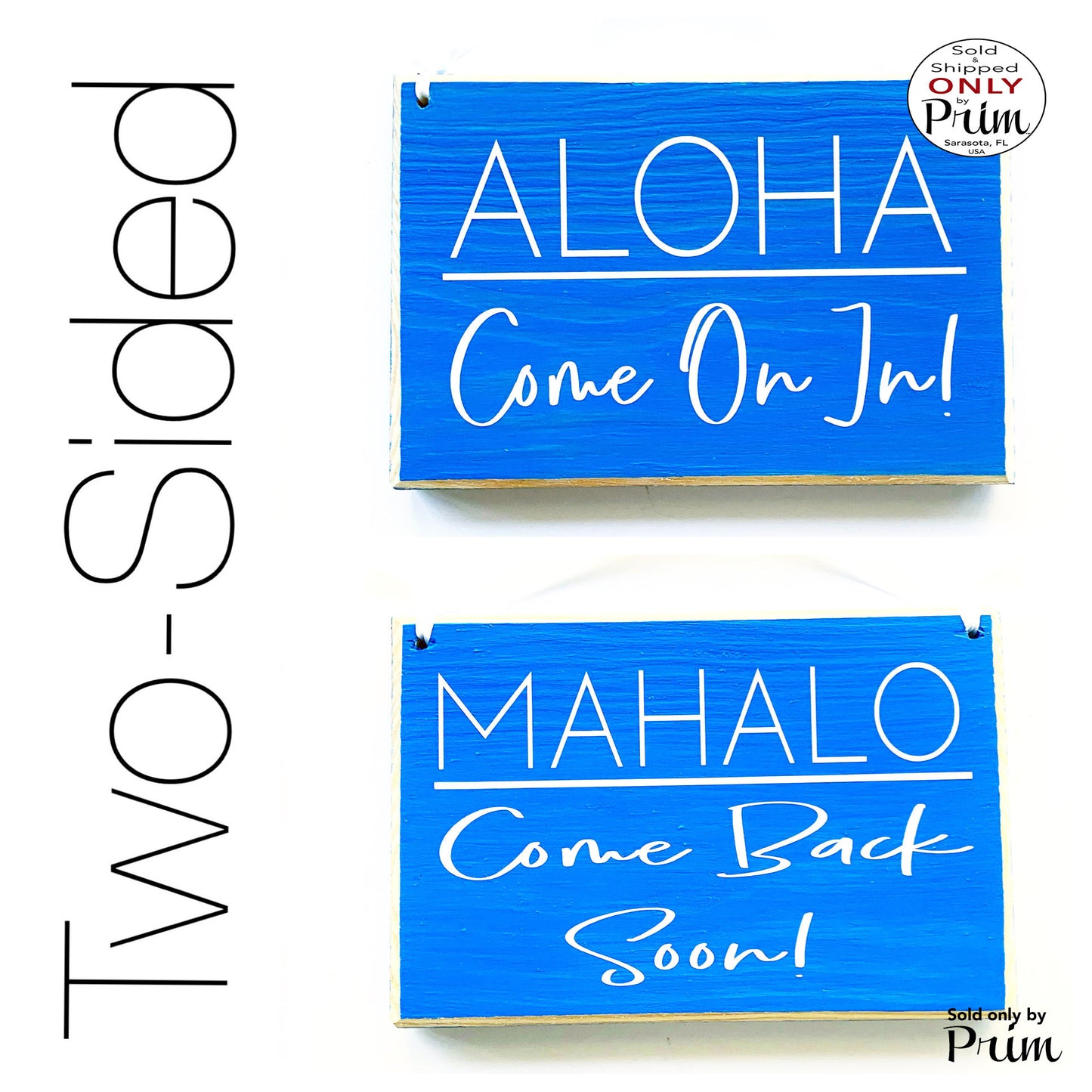 8x6 Aloha Come On In Mahalo Come Back Soon Custom Wood Sign | Hawaiian In Session Welcome Progress Open Closed Spa Salon Office Door Hanger
