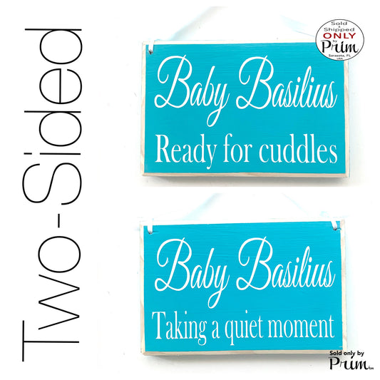 Designs by Prim 8x6 Baby Name Ready for cuddles Taking quiet moment Custom Wood Sign Shhh Baby Sleeping Nursery Baby Shower Wall Decor Hanger Door Plaque