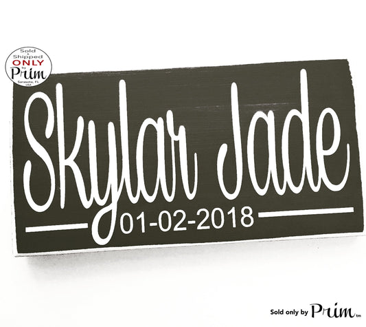 14x8 Custom Birth Announcement Personalized Name Date of Birth DOB Wood Sign Newborn Children Boy Girl Nursery Baby Shower Wall Plaque