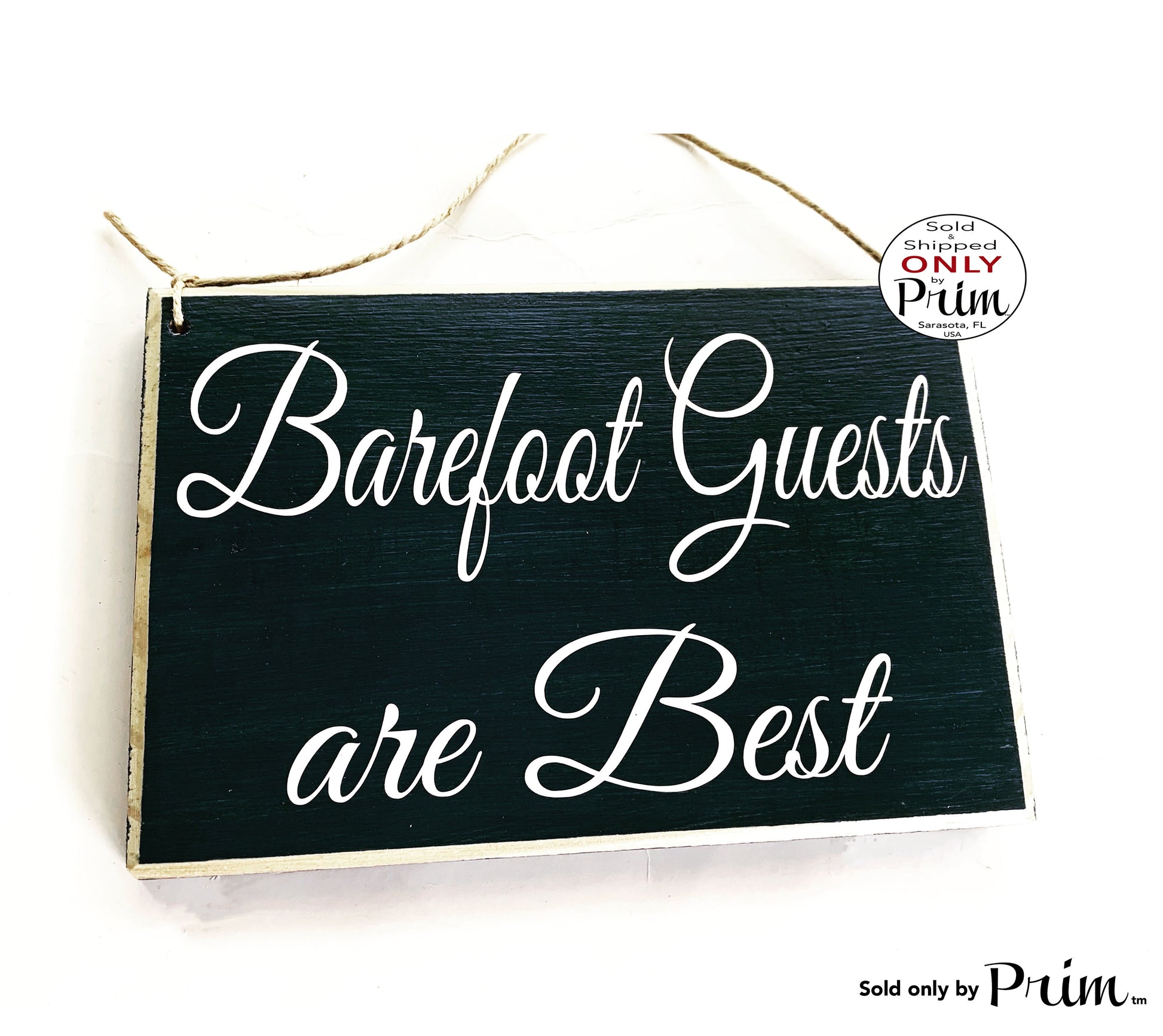 8x6 Barefoot Guests are the Best House Entrance (Choose Color) Custom Wood Sign Welcome Suite Cottage Bed and Breakfast AirBnb