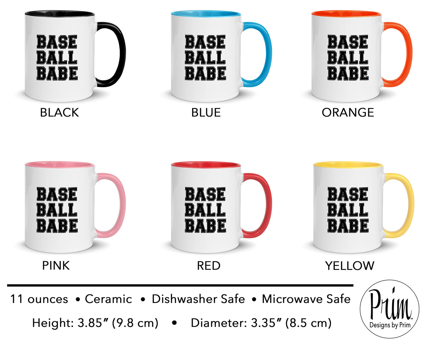 Designs by Prim Baseball Babe Sports Fan 11 Ounce Ceramic Mug | Baseball Mom Fan Go Team Support Spring Training Coffee Tea Cup