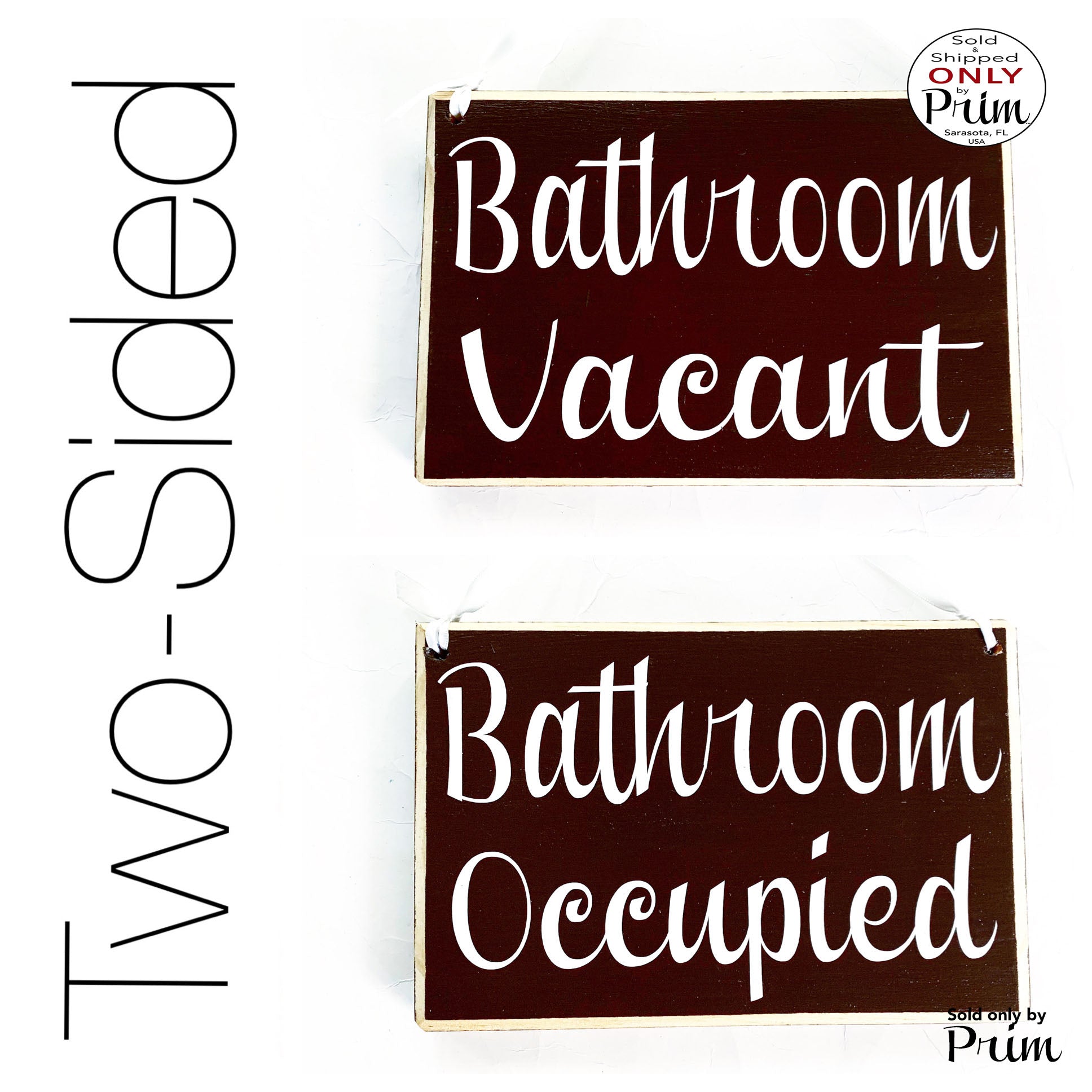 8x6 Bathroom Vacant Bathroom Occupied Custom Wood Sign Restroom Loo Clinic Spa Salon Office Welcome Two-Sided Available In Use Door Plaque