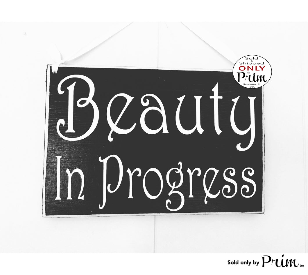 8x6 Beauty In Progress Custom Wood Session Please Do Not Disturb Makeup Artist Studio Facial Stylist Eyebrow Lashes Spa Salon Door Plaque