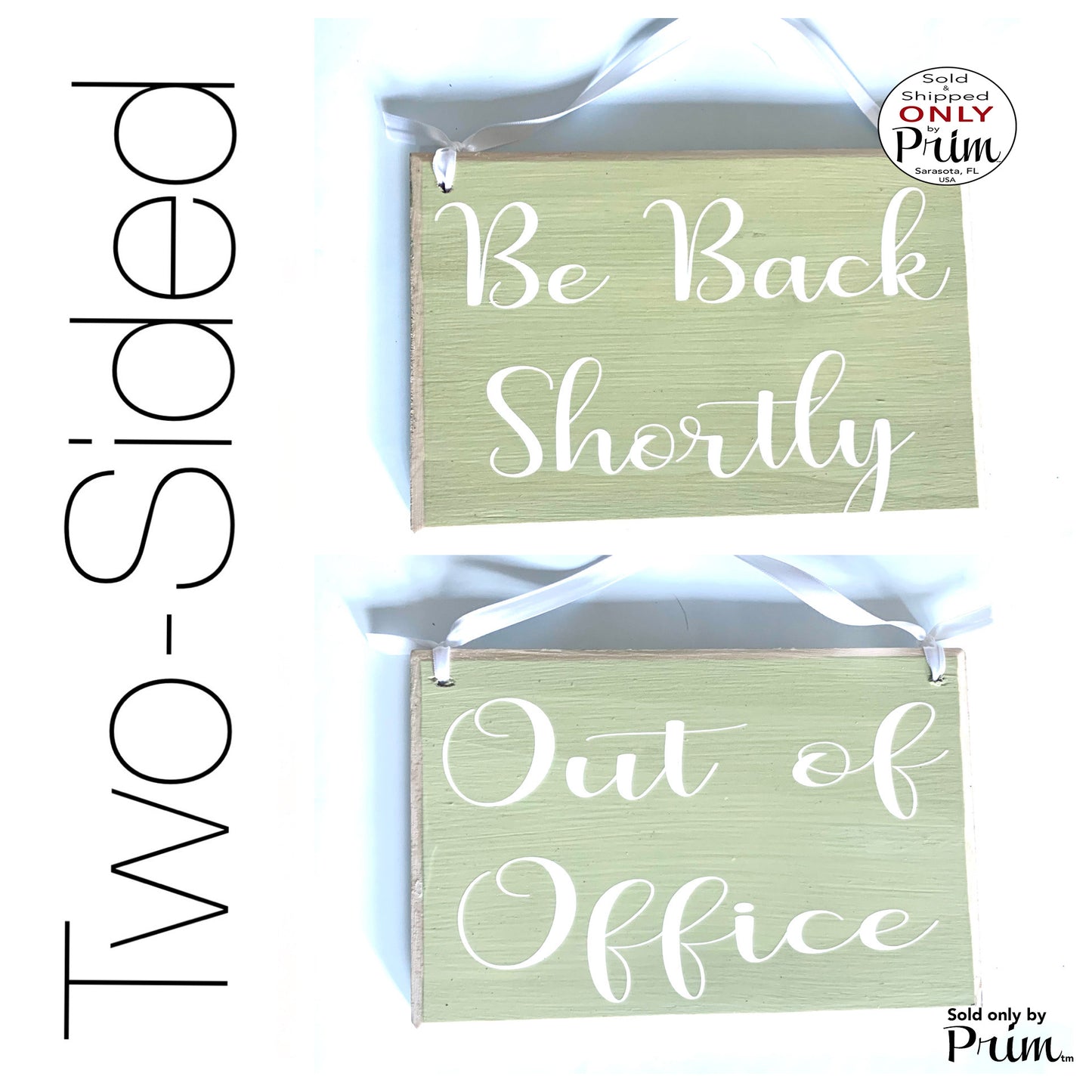 Designs by Prim Two Sided 8x6 Out of Office Be Back Shortly Custom Wood Sign Sorry We Missed You In Session Do Not Disturb Knock Office Door Hanger Plaque