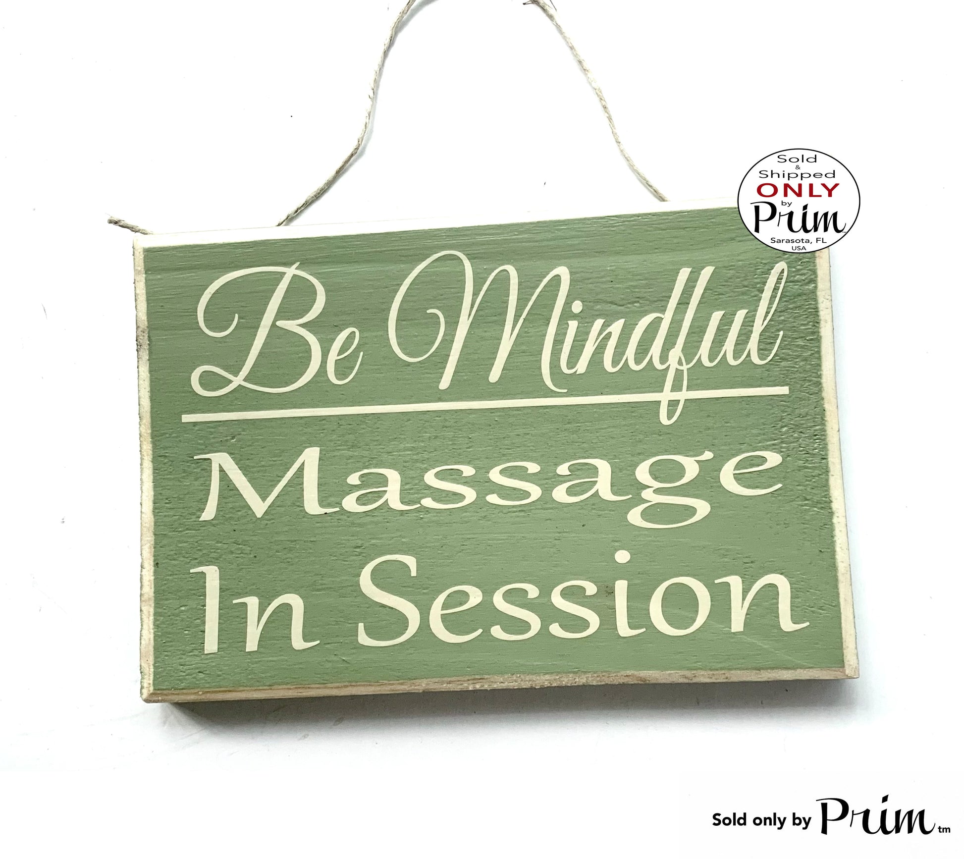 Designs by Prim 8x6 Be Mindful Massage In Session Custom Wood Sign | Soft Voices Progress Therapy Quiet Please Speak Softly Please Do Not Disturb Plaque