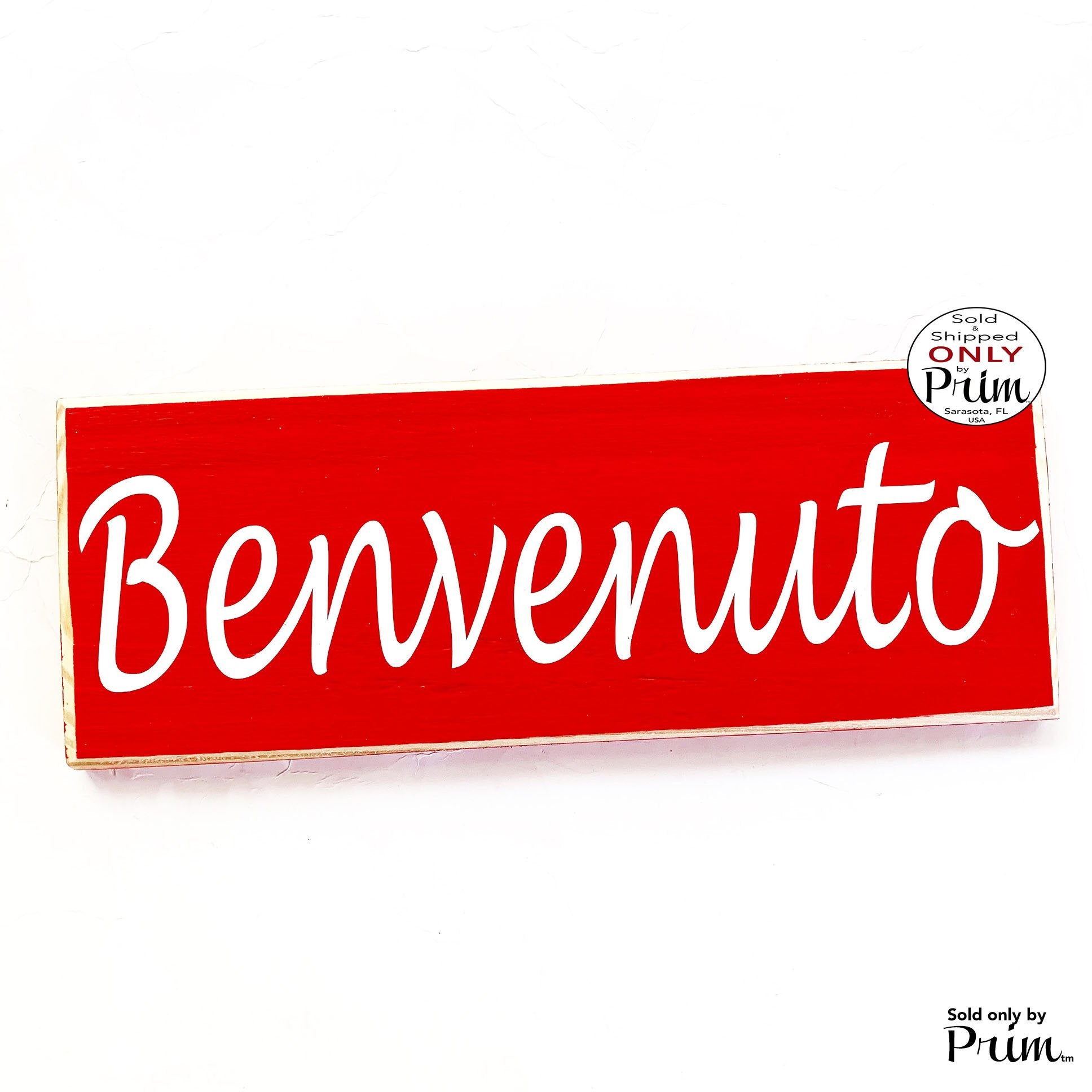 12x4 Benvenuto Welcome Custom Wood Sign Italian Italy Welcome  Greeting Wall Door Plaque