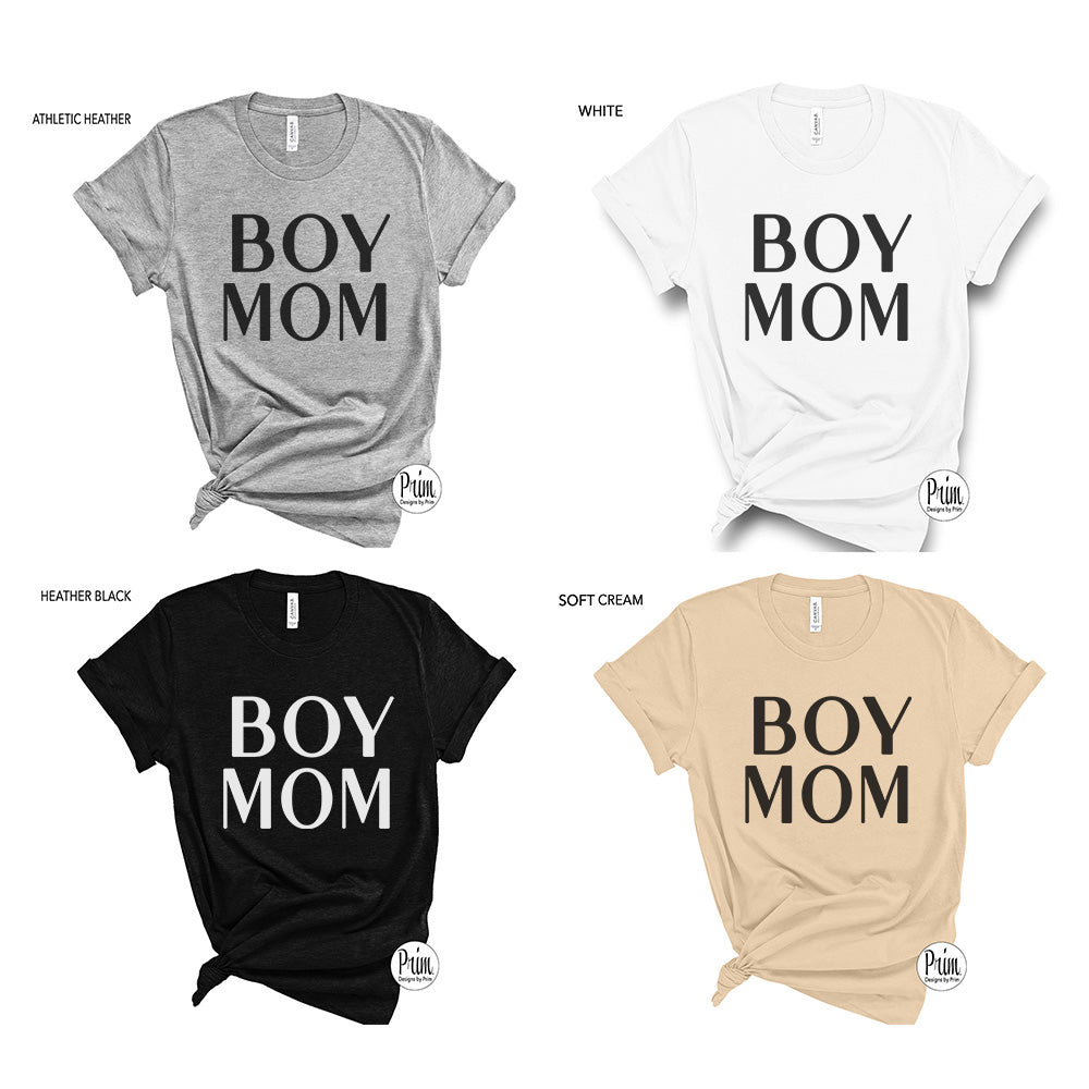 Designs by Prim Boy Mom Everyday Unisex Soft T-Shirt | Mommy Mama Life Mother's Day Mom of Boys Graphic Tee