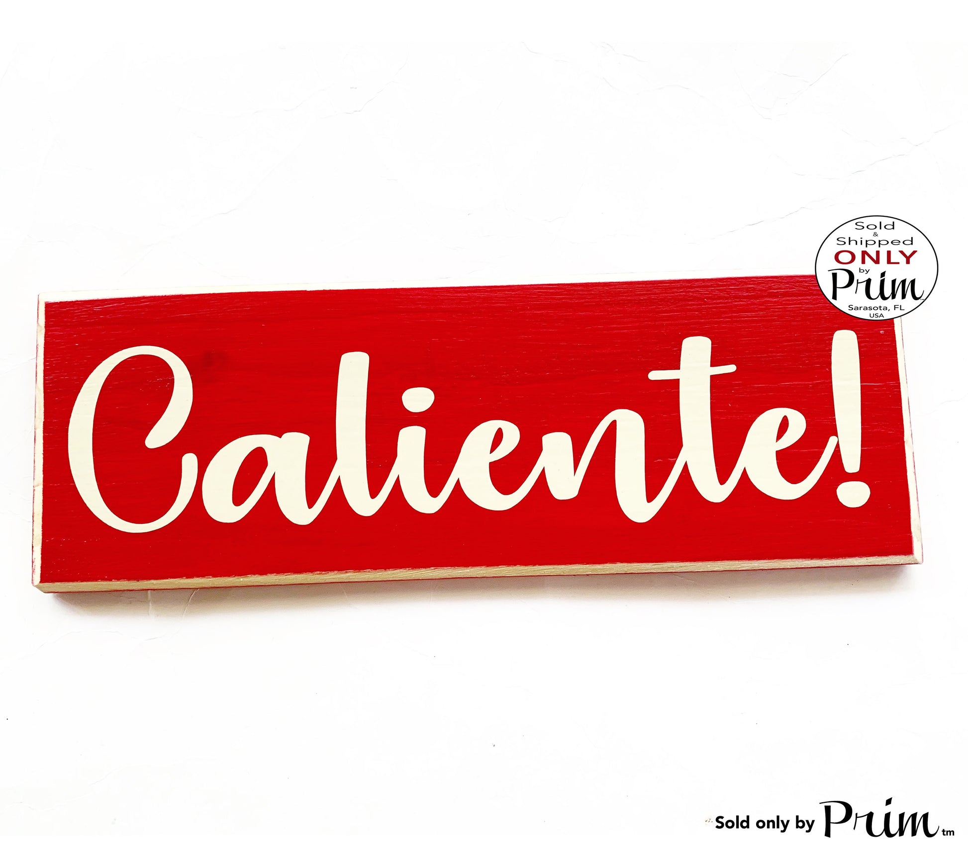 12x4 Caliente! Custom Wood Sign Spanish Hot Kitchen Eat Dining Room Chef Cook Restaurant Wall Decor Hanger Door Plaque