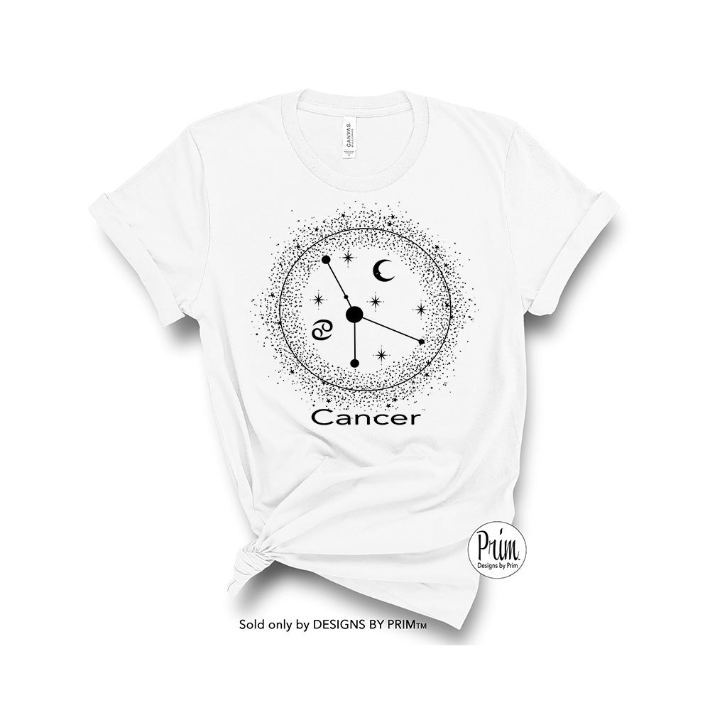Designs by Prim Cancer Constellation Zodiac Unisex Soft Unisex | Astrology Horoscope 12 Months Birthday Gift Graphic Tee