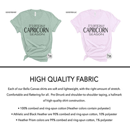 Designs by Prim It's Officially Capricorn Season Soft Unisex T-Shirt | Constellation Zodiac Astrology Horoscope Birthday Gift Graphic Tee
