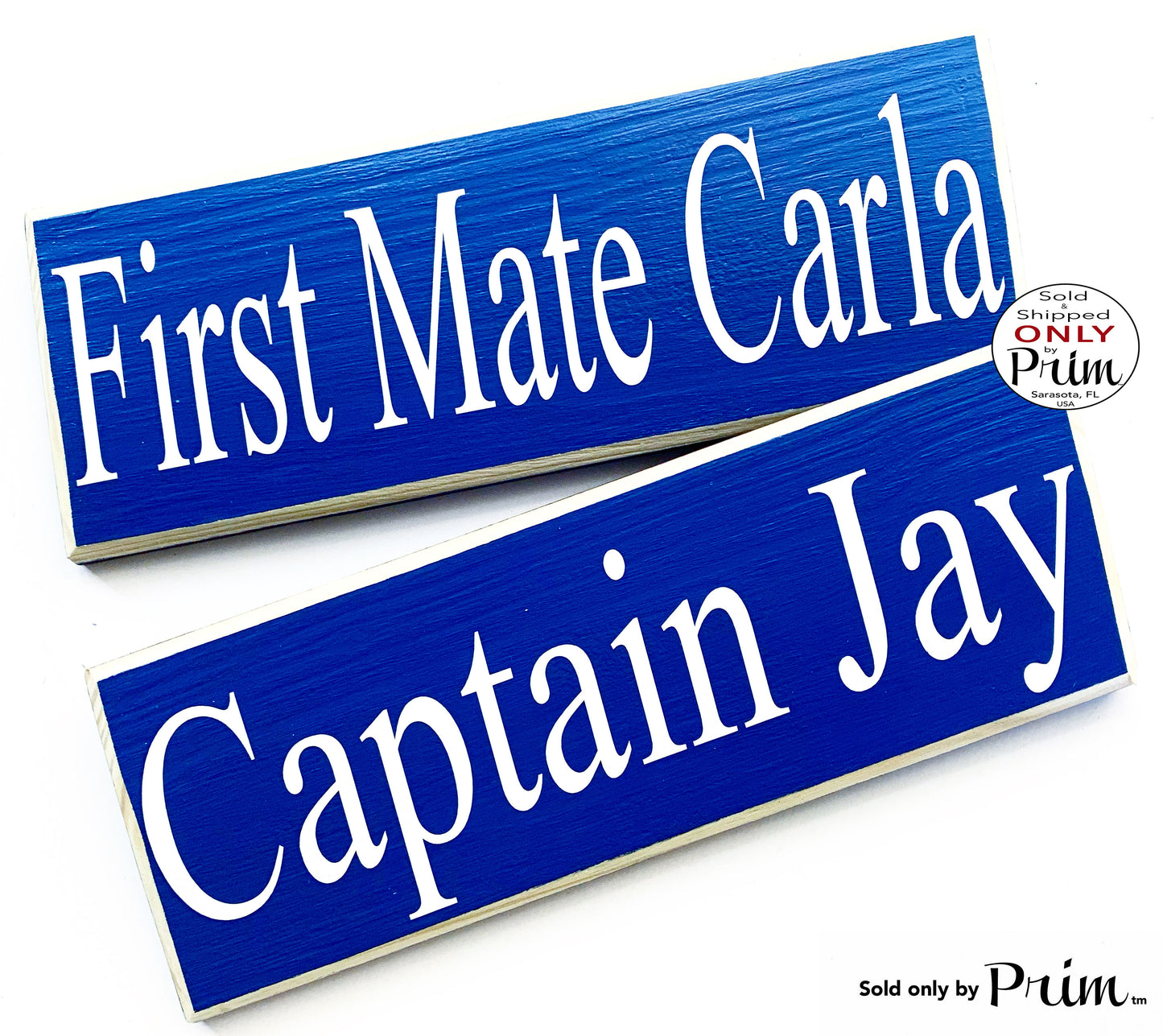12x4 Captain and First Mate Personalized Name Custom Wood Sign Sailor Boat Pilot Nautical Love Soulmate (2 Signs) His Hers Coastal Hanging