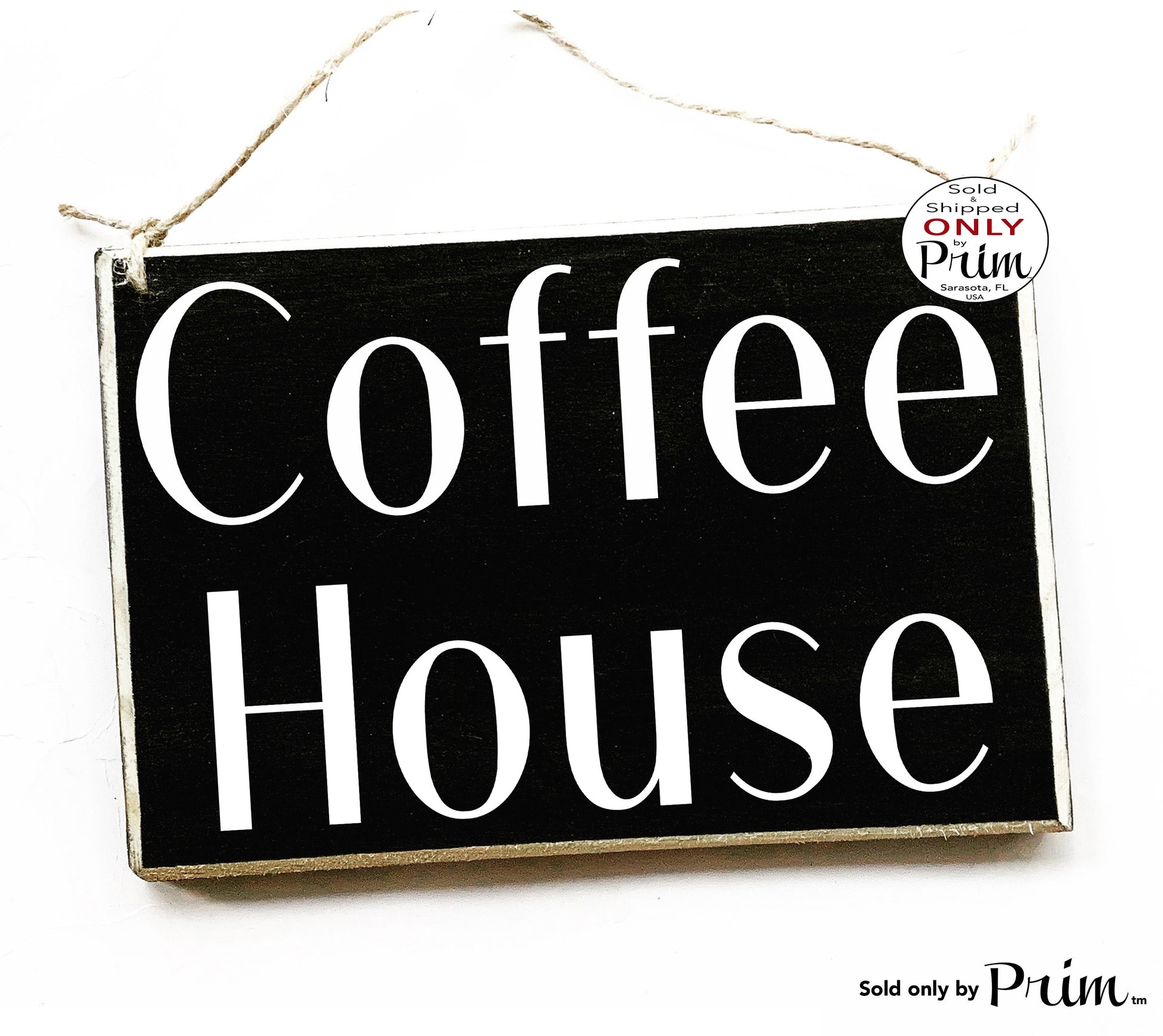 Designs by Prim 8x6 Coffee House Custom Wood Sign | Restaurant Kitchen Cafe Shop Coffee Shop Wall Decor Coffee Lover Kitcher Decor Wall Door Plaque