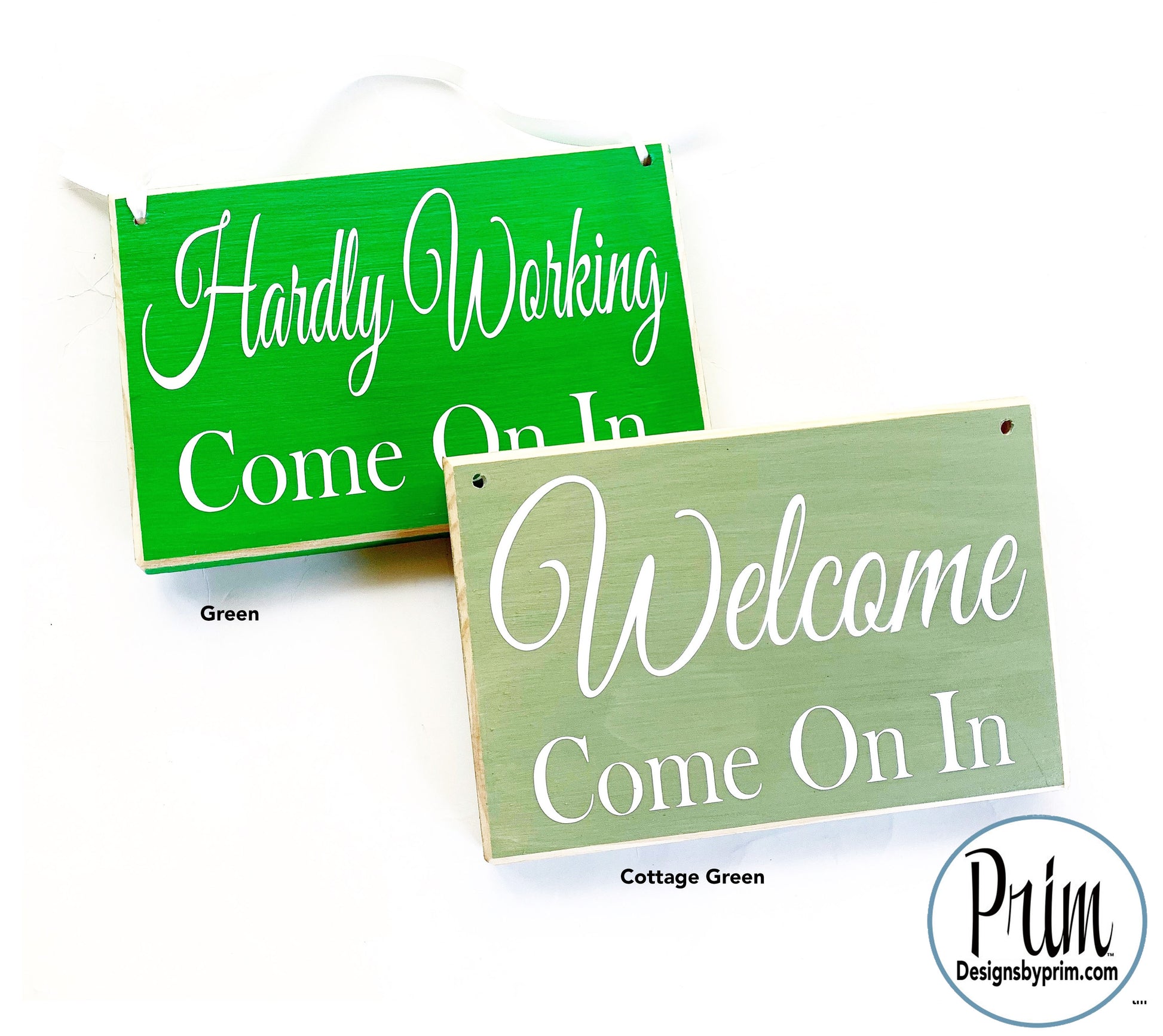 Designs by Prim 8x6 Welcome Please Come On In Custom Wood Sign | Welcome Front Door Office Greetings Family Business Open Closed Front Door Plaque