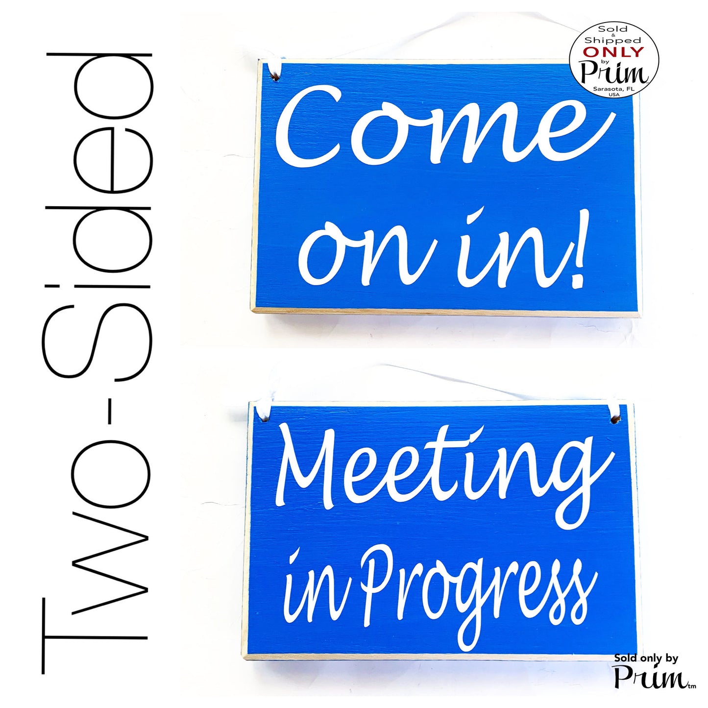 Two Sided 8x6 Come On In Meeting In Progress Custom Wood Sign Session Please Do Not Disturb Welcome Please Knock Office Door Hanger Plaque