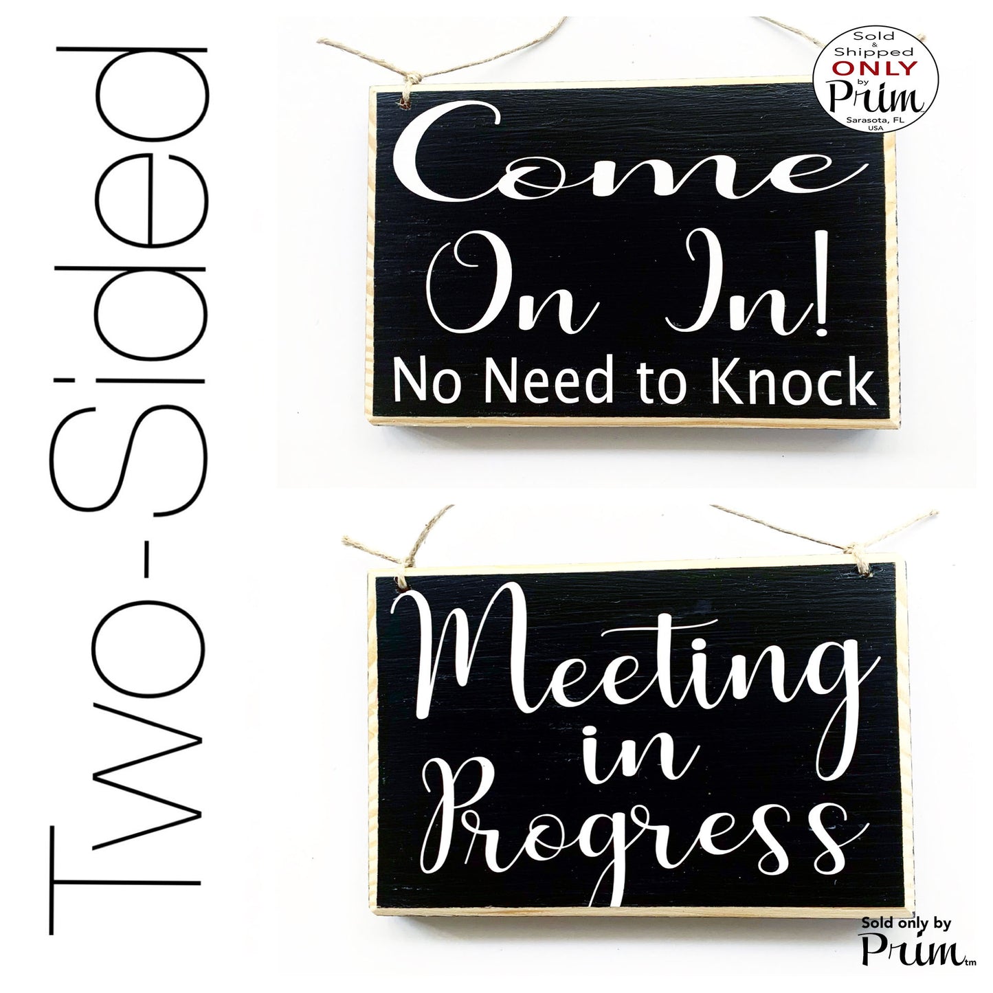 Two Sided 8x6 Come On In No Need To Knock Meeting In Progress Please Do Not Disturb Custom Wood Sign Welcome Therapy Conference Door Hanger