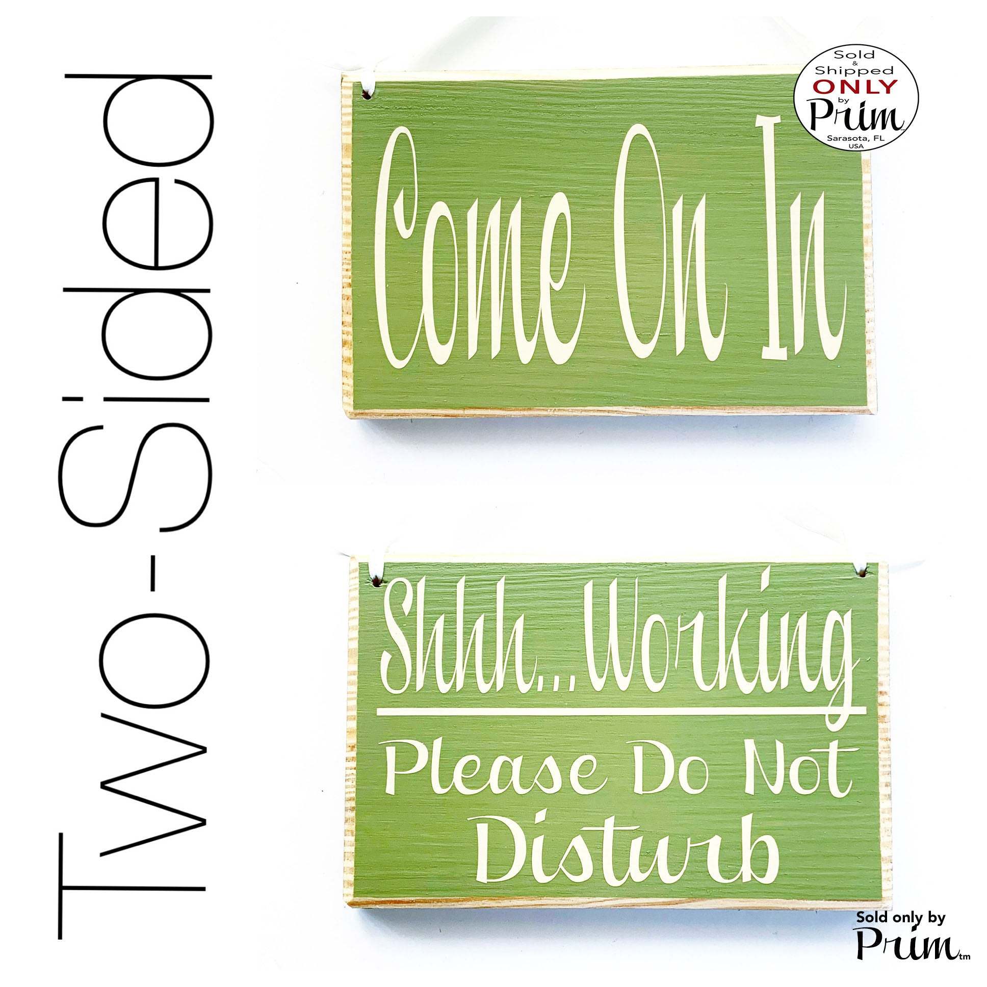 8x6 Come On In Shhh Working Please Do Not Disturb Custom Wood Sign | Office Busy Meeting Session In Progress Door Plaque | Mom Dad Working