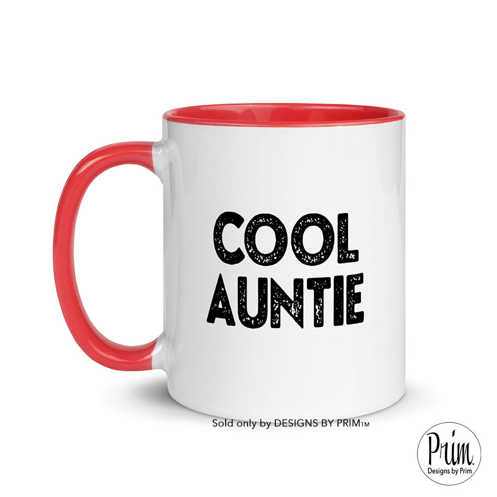 Designs by Prim Cool Auntie 11 Ounce Ceramic Mug | Aunt Life Gift for Sister Pregnancy Announcement to Aunt Funny Graphic Coffee Tea Cup
