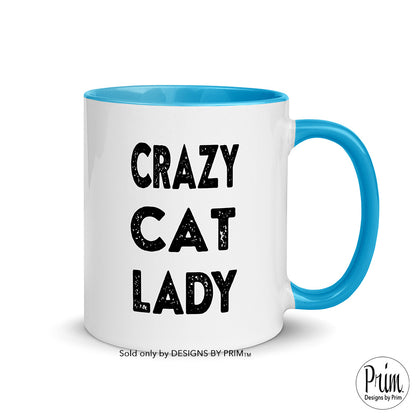 Designs by Prim Crazy Cat Lady Funny 11 Ounce Ceramic Mug | Animal Lover Adopt Foster Mom Kittens Coffee Tea Mug