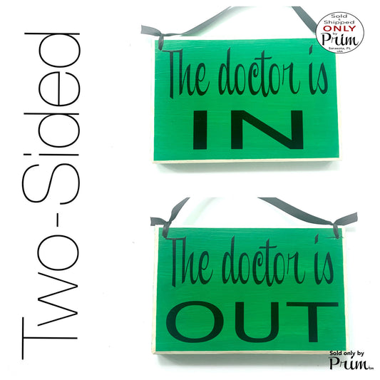 8x6 The Doctor is In Out Custom Wood Sign | Room Available With a Patient Please Do Not Disturb | Office Business Unavailable Door Plaque Designs by Prim