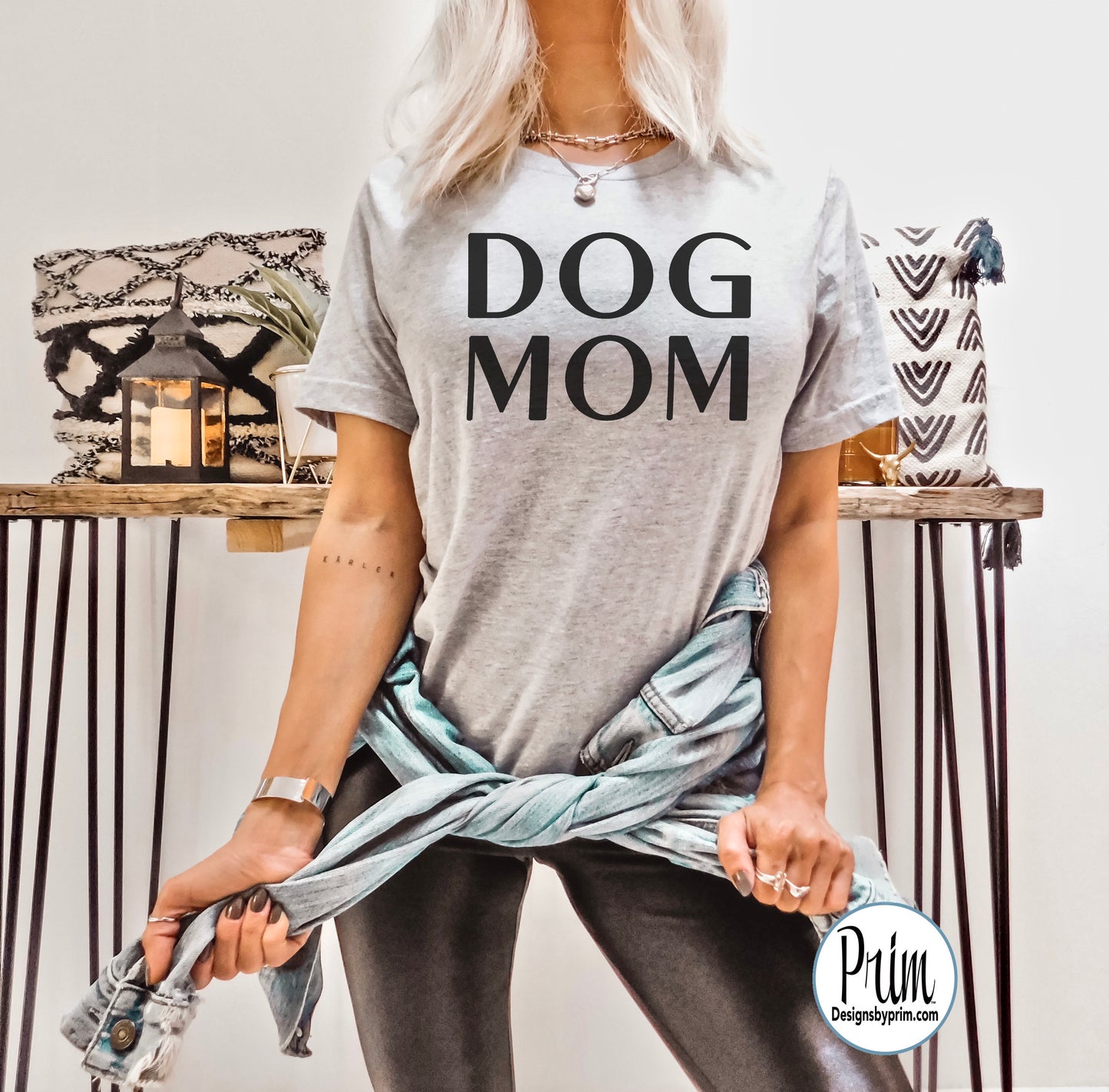 Designs by Prim Dog Mom Animal Lover Soft Unisex T-Shirt | Puppy Pet Dogs Paw Fur Mama Graphic Tee