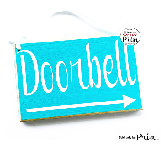 8x6 Doorbell Arrow Custom Wood Sign | Personalized Wording Business Entrance Reception Front Desk Welcome Deliveries This Way Please Plaque