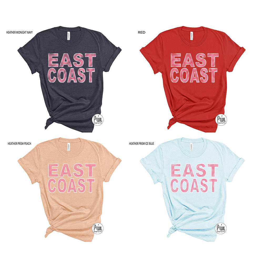 Designs by Prim East Coast Soft Unisex T-Shirt | Coastal Florida Georgia North Carolina South Caroline New Jersey New York Massachusetts Faded Top