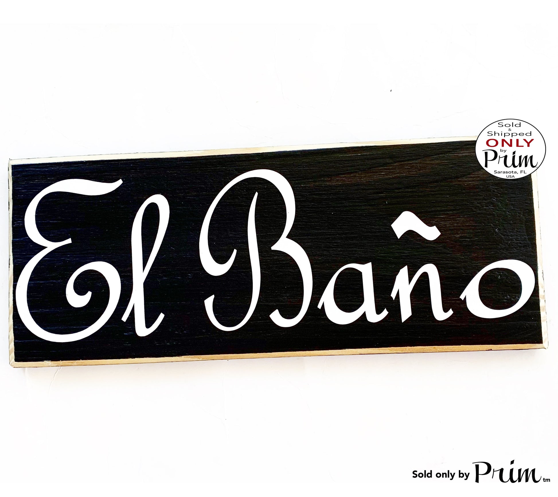14x6 El Bano Bath Spanish Custom Wood Sign | Restroom Bathroom Door Plaque | Spanish Wall Decor | Spanish Bathroom Sign | Spanish Plaque