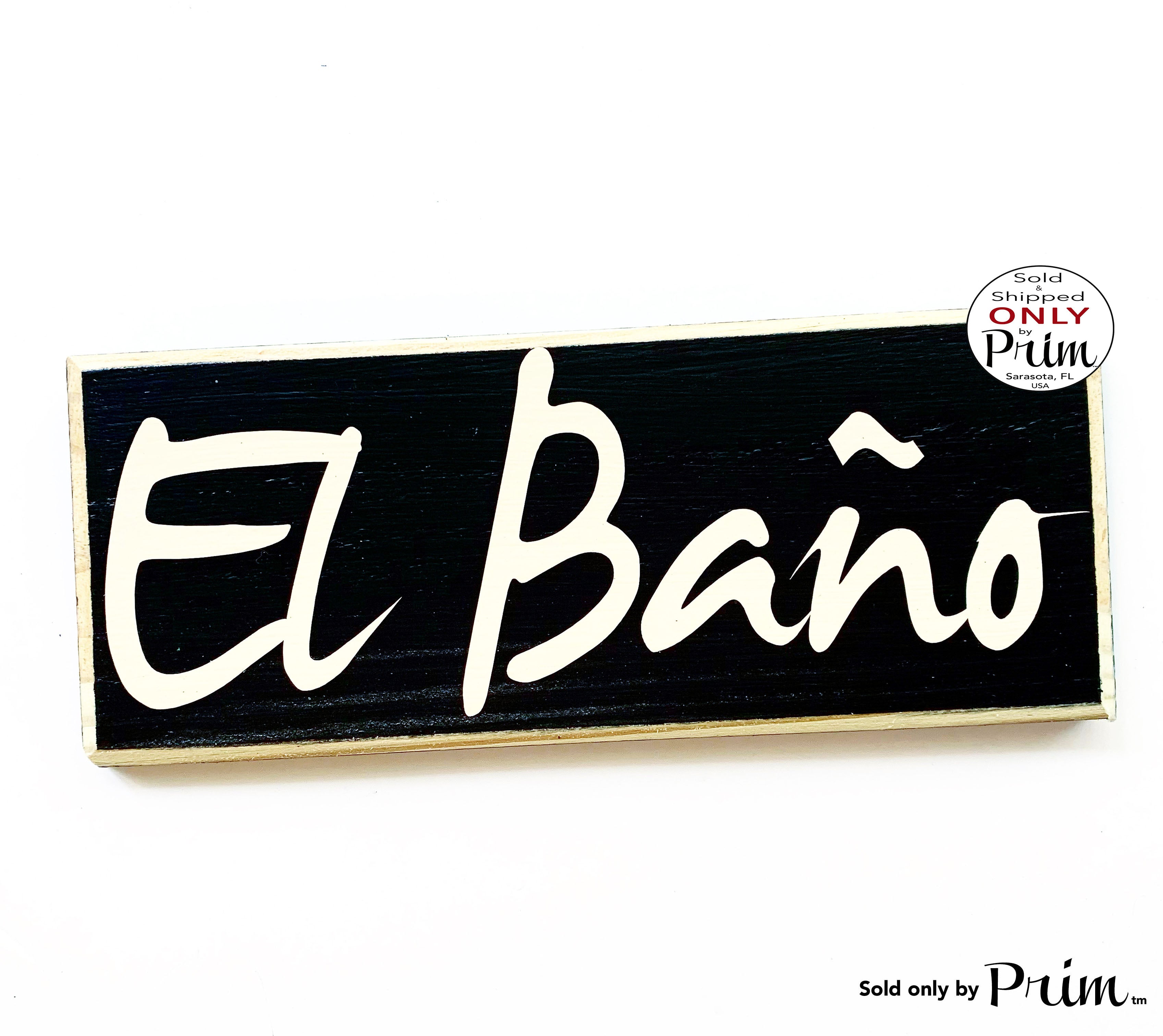 Banos Sign 10x4 Spanish El Bano Wood Bathroom Restroom Sign – Designs by Prim