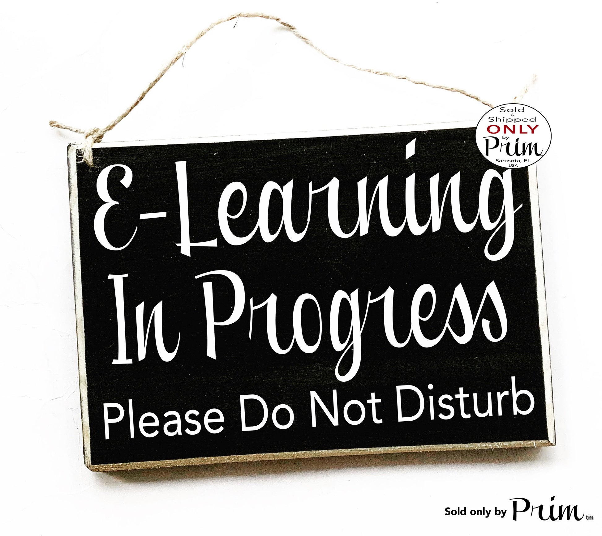 8x6 E-Learning In Progress Please Do Not Disturb Custom Wood Sign Teacher Home School Students Testing Silence Quiet Soft Voices Door Plaque