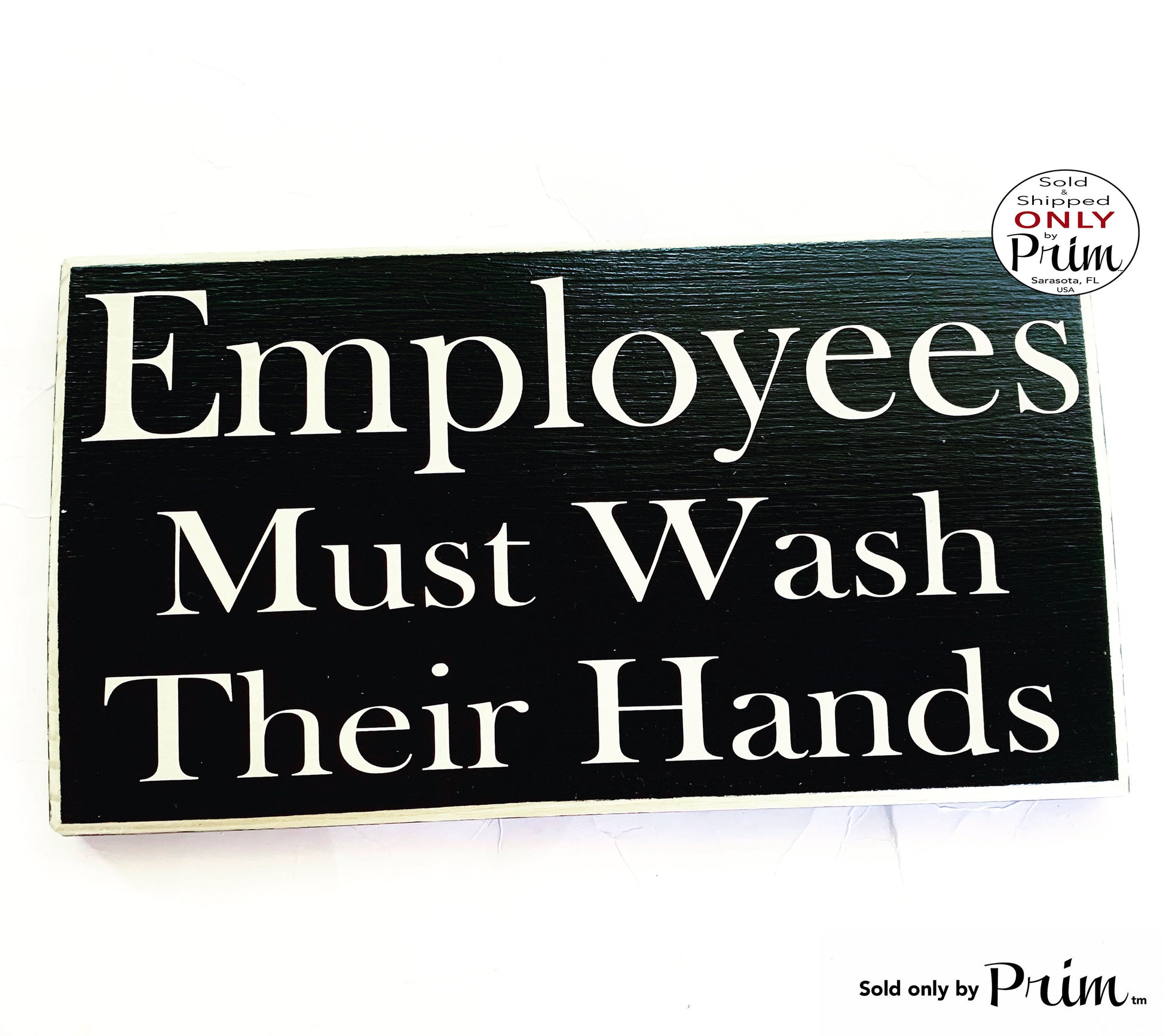 10x6 Employees Must Wash Their Hands Custom Wood Sign | Business Office Home Bathroom Restroom Spa Boutique Hygiene Mandatory Please Plaque Designs by Prim