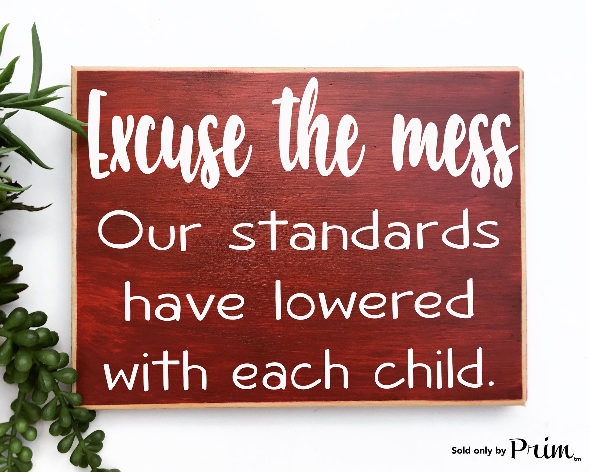 10x8 Excuse The Mess Our Standards Have Lowered With Each Child Funny Custom Wood Sign Humor Clean House Welcome Bless This Mess Plaque