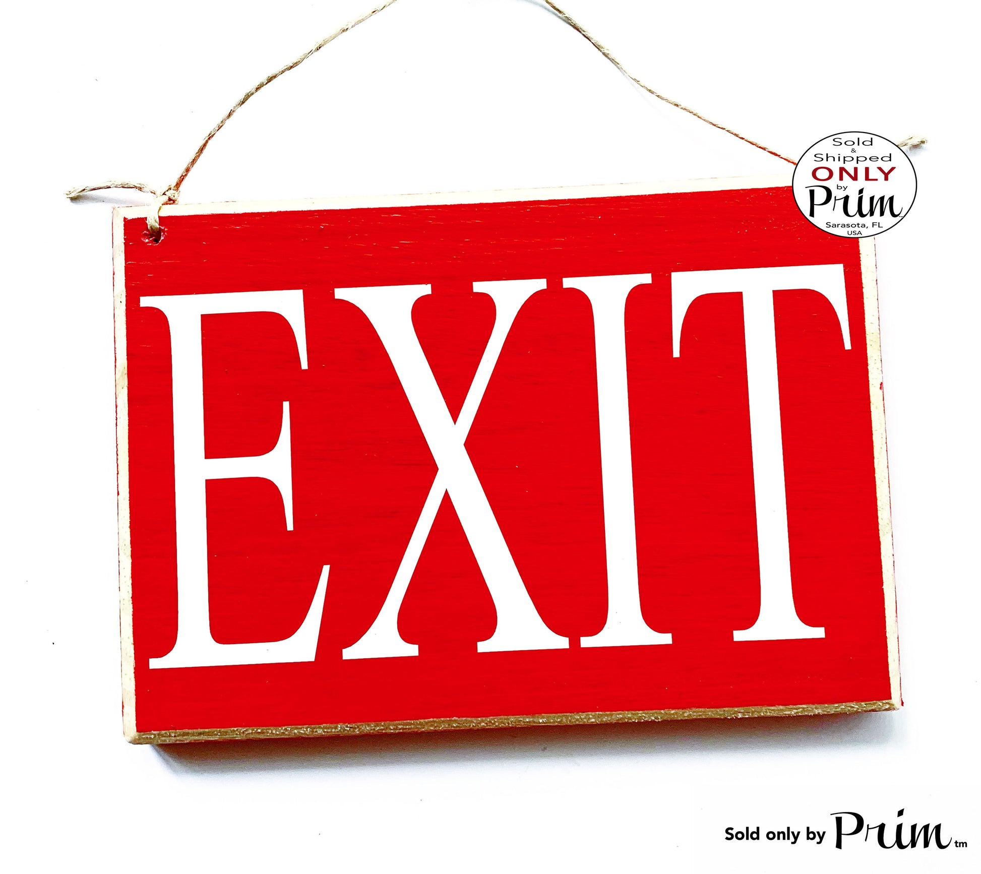 Designs by Prim 8x6 Exit Custom Wood Sign Business Office Spa Salon Store Boutique Shop Do Not Enter Emergency Fire Entrance Welcome Plaque