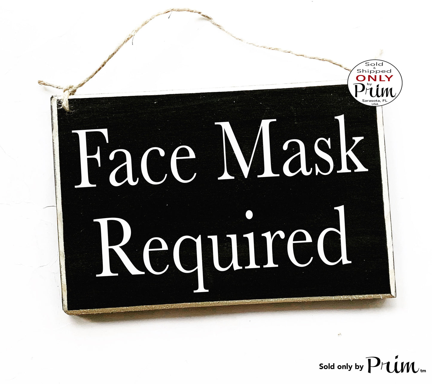 8x6 Face Mask Required Custom Wood Sign | Flu Quarantine Zone Please Do Not Enter Sick Patient No Visitors Social Distancing Door Plaque