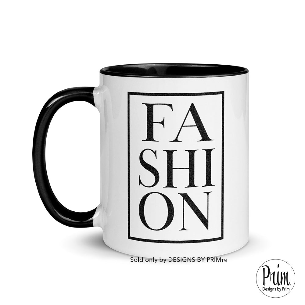 Designs by Prim Fashion 11 Ounce Ceramic Coffee Mug | Designer Inspired Paris New York Faded Graphic Typography Tea Cup