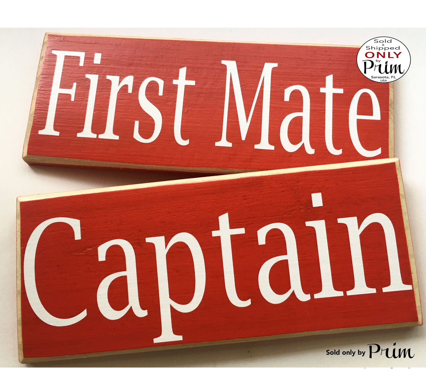 10x4 Captain & First Mate Custom Wood Sign Sailor Boat Pilot Nautical Love Soulmate (2 Signs)